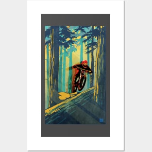 Forest log mountain bike ghost jumper Posters and Art